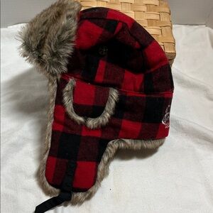 Cozy Red and Black Plaid Trapper Hat